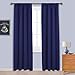 NICETOWN Insulated Curtains Blackout Draperies - Window Treatment Energy Saving Solid Blackout Rod Pocket Curtains/Drapes for Living Room (Navy Blue, 1 Pair, 42 by 84-Inch)