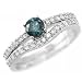 Fancy-Blue Diamond Matching Engagement/Wedding Ring/Band Set 14k White Gold