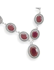 Sterling Silver 17" Oxidized Faceted Rough-Cut Ruby Necklace