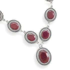 Oxidized Faceted Rough-Cut Ruby Necklace (17 Inch) by 