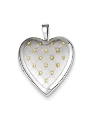 Sterling Silver Gold-plated Quilt Pattern 20mm Heart Locket