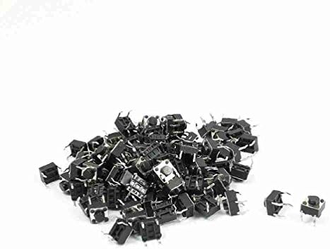Magentoo(TM) 100Pcs DIP Through Hole SPST Momentary Tactile Tact Switch 6 x 6 x 5mm