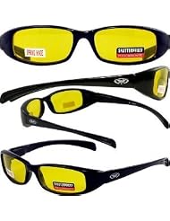 NEW ATTITUDES - Stylish Sunglasses - Yellow Lenses, GLOSS Black Frame by Global Vision Eyewear