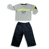 Mish Mish - Infant Boys Long Sleeve Pant Set, Grey, Navy