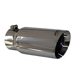 MBRP Mirror Polished Stainless Exhaust Tip Diesel Exhaust Tips 4 Inlet- 5 Exit Double Wall Angle Cut- 12 Length
