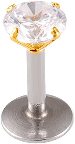 3mm clear cz prong setting internally threaded anodized steel labret monroe lip helix 16g 1/4 BFJZ