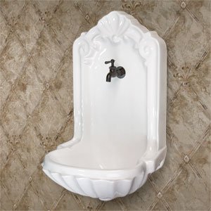 White Tatum China Wall Mount Niche Fountain Sink