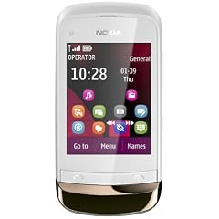 Nokia C2-02 Smartphone (6,6 cm (2,6 Zoll) Display, Touchscreen, 2 Megapixel Kamera) golden wei�