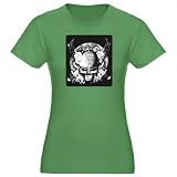 Artsmith, Inc. Women's Fitted T-shirt Dark Helmet Sword and Skull - Kelly Green, Small