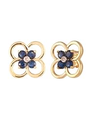 10k Yellow Gold Diamond Accent Flower Cluster Earrings