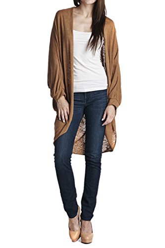 82 Days Women'S Hacci Open Front Long Sleeves Kimono Style Long Cardigan - Solid