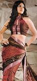 Onion Pink Brasso Indian Traditional Belly Dance Dress Wrap Sari Saree with Unstitched Blouse