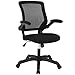 Modway Veer Office Chair with Mesh Back and Vinyl Seat With Flip-Up Arms in Black
