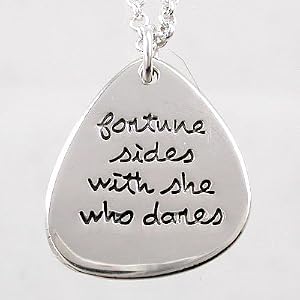 Fortune Sides With She Who Dares - Tear Drop Pendant in Sterling Silver on an 18" Rolo Chain, #8907
