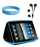 Apple iPad Cube Case Semi Hard Black-Blue Carrying Case for iPad + Black Handsfree Earphone for iPad + Wristband