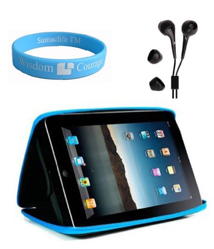 Apple iPad Cube Case Semi Hard Black Blue Carrying Case for iPad + Black Handsfree Earphone for iPad + Wristband 41yYcJulo6L Apple iPad Cube Case Semi Hard Black Blue Carrying Case for iPad + Black Handsfree Earphone for iPad + Wristband