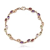 18k Yellow Gold Overlay Sterling Silver Multi-Gemstone Bracelet, 7.25