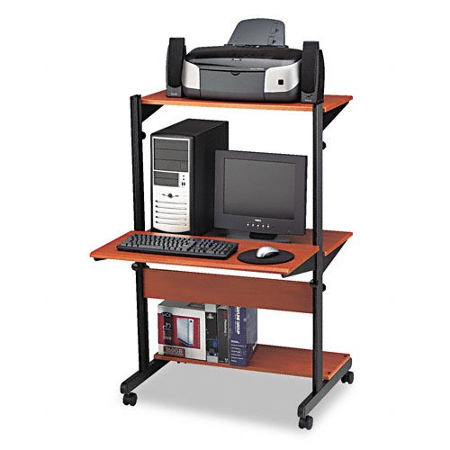 Tiffany IndustriesTM Soho Adjustable Mobile Computer Table 32w x 31d x 50h Medium Cherry Laminate