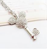 Finely Crafted Disney's Inspired Silver Plated Australian Crystals Outline Mickey Mouse Pendant 6*4CM & 70CM Long Necklace