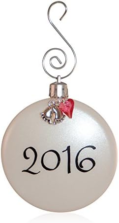 Baby's First Christmas Ornament 2016 - Baby Girl Ornament with Pink Crystal Heart and Footprint Charms in Organza Gift Bag