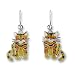 Golden Tabby Cat Sterling Silver and Enamel Earrings by Zarah