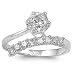 (ARCZ104219) Modern Look Silver Engagement Ring, Designed with a Round Center Stone and Round Side Stones, Crafted with AAAAA Diamond-Colored Cubic Zirconia, 1.75 Carat Total Weight, Made with Authentic .925 Sterling Silver, Ring Size -