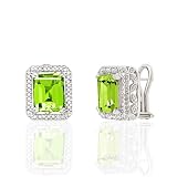 7.10 TCW GENUINE PERIDOT and DIAMOND 14K EARRINGS