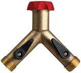 LR Nelson Brass Dual Outlet Long-Neck Industrial Hose Adapter #50545