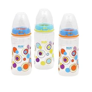 Nuk BPA Free 10 Oz Dots Bottles 3 Pack - Boy Colors