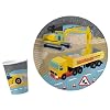 Teller mit Motiv Radlader und Baustelle, 8 St�ck, f�r Kinder Mottoparty