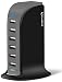 Aduro 40W 8A 6-Port USB Desktop Charging Station Hub Wall Charger for Tablets and Smartphones with Smart Flow Technology (Grey)