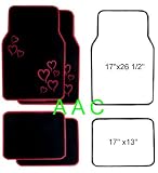 A Set of 4 Universal Fit Plush Carpet Floor Mats for Cars / Truck - Hearts Red