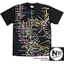 NYC Subway Line Manhattan Map T-Shirt - Black