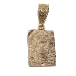 Marble Pendant 01 Stone Rainforest Rectangle Mottled Red Green Healing 1.5