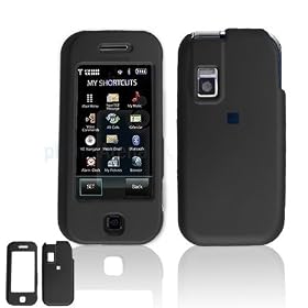 Samsung Glyde U940 Cell Phone Black Rubber Feel Protective Case Faceplate Cover + Free LiveMyLife Wristband