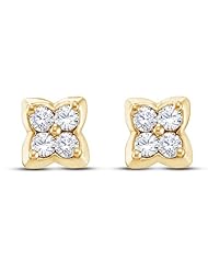14K White Gold Channel Invisible Set Round Diamond Stars Stud Earrings - (Height = 6mm ; Width = 6mm) - (.28 cttw)