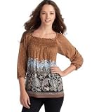 Apparel : Cha Cha Vente Smocked Border-Print Jersey Top
