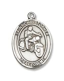 Sterling Silver St. Christopher/Motorcycle Pendant Sterling Silver Lite Curb Chain