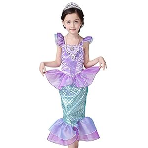 Newland Girl's Kids Little Mermaid Princess Party Dress Costume (110CM(3-4Y)-Size M)