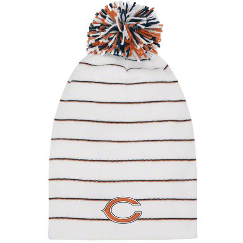 Chicago Bears Women's White Long Pom Knit Hat