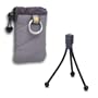 Carrying Pouch (silver) and flexible Mini Tripod Combo for Flip Mino/ MinoHD Camcorder