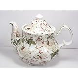 White Rose English Bone China 6 Cup Teapot