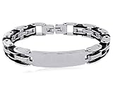 Men's Stainless Steel Black Rubber Medical ID Bracelet 8.5