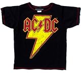 Toddler Kids Decon AC/DC Full Print Distressed T Shirt with Contrast Stitching - Black