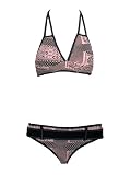 Becca Black Pink Crochet Halter Bikini w/Belt