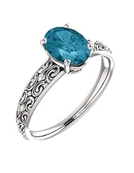 Platinum 8.00x6.00mm Oval Cut London Blue Topaz Ring -- LIFETIME WARRANTY