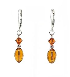 Earrings - E87 - Crystal Rice Drop ~ Topaz