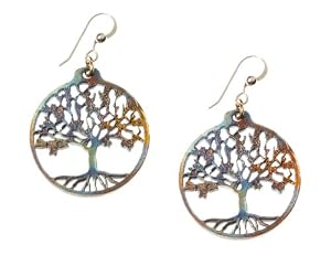 Small Tree of Life Iridescent Earrings
