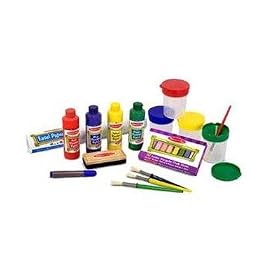 Melissa & Doug Easel Companion Set and Artist's Smock Deluxe Accessory Bundle for Deluxe Standing Easel Table-Top Easel