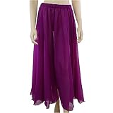 Belly Dancing Womens Flared Chiffon Long Bellydance Circle Skirt with hem over 250" - Available in Black, Sky Blue, Red or Purple